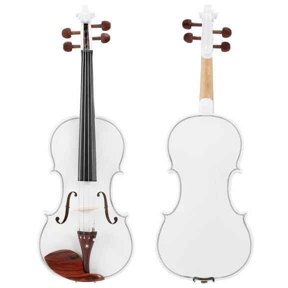 Glarry 4/4 Beginner Spruce Panel Soild Violin Kit with Case and More,White