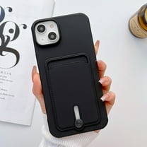 for iPhone 14 Case with Card Holder Cover Microfiber Inner Lining Liquid Silicone Credit Card ID Slot Slim Soft TPU Rubber Shockproof Protective Wallet Phone Case for iPhone 14, Black