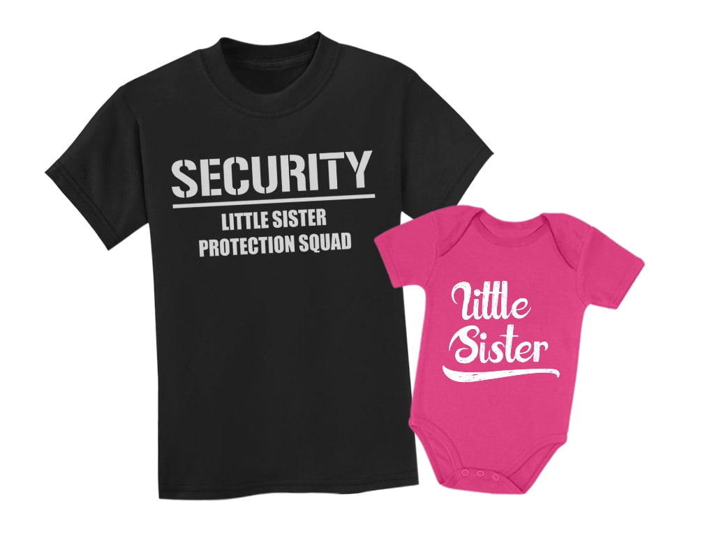 2 Little Sister Shirts with Tshirt and Bodysuit Sibling Set Tees 3 shirt set Big Brother
