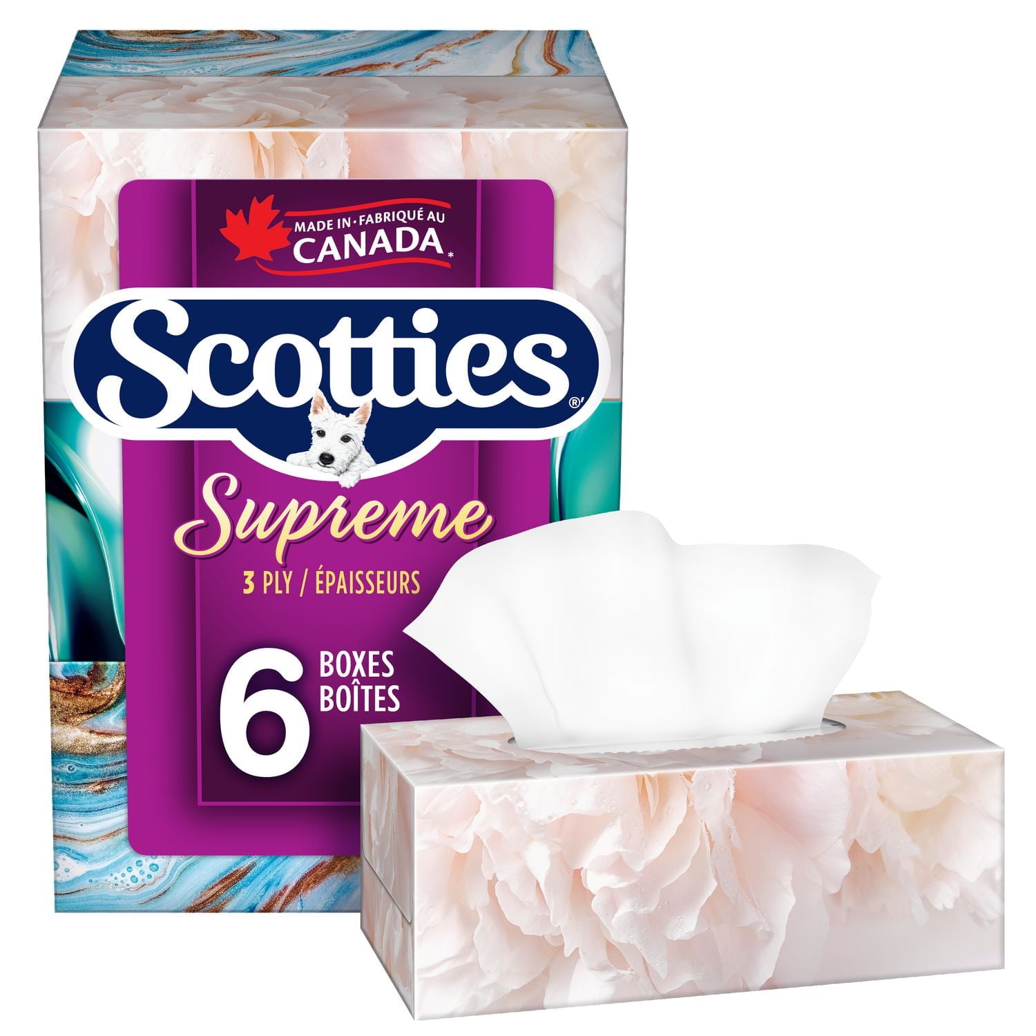 Scotties Supreme 3-Ply Facial Tissue, 6 Boxes,81 Tissues Per Box
