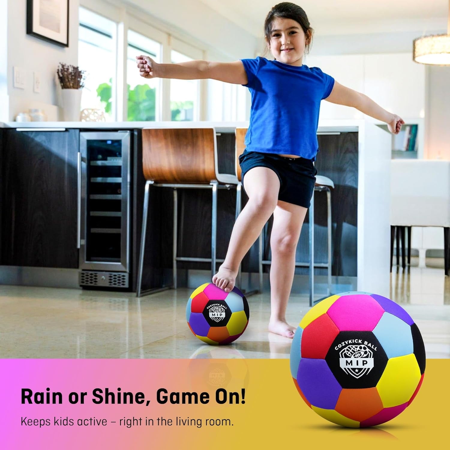 MIP Soft Indoor Soccer Ball – Size 4 Padded Ball for Kids Safe for Indoors Real Bounce Feel Quiet Ball for Active Play at Home