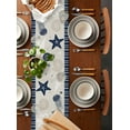 thumbnail image 2 of Ldtrchee Navy Blue Coastal Table Runner 48 Inches, Ocean Nautical Starfish Coral Striped Bed Runner Dresser Scarves Tabletop for Indoor Outdoor Parties/Ceremony/Banquet, 13" x 48", 2 of 8