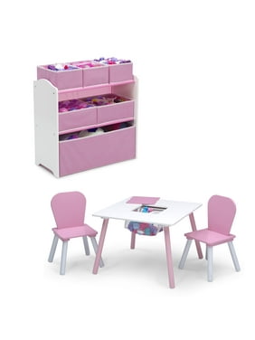 Delta Children 4-Piece Toddler Playroom Set, Pink/White
