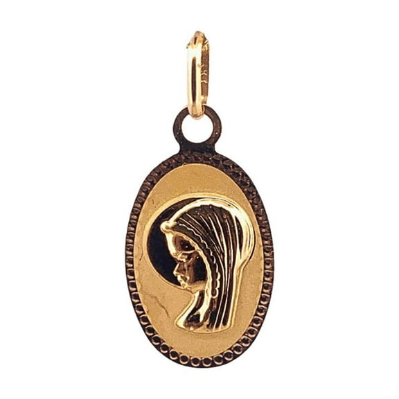 Medalla de la Virgen Niña en Oro (14k Gold) Oval 0.4" x 0.8"