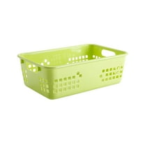 Taotanxi Green Plastic Storage Baskets, 8X 5.3 X 3 Inch Large Plastic Storage Organizer Tray Bin with Handles for Classroom, Drawer, Closet, Bathroom Kitchen