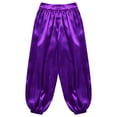 thumbnail image 6 of TiaoBug Girls Wide-Leg Bloomer Palazzo Pants Dancewear Belly Dance Bottoms Tribal Arabic Trousers Purple 10, 6 of 7