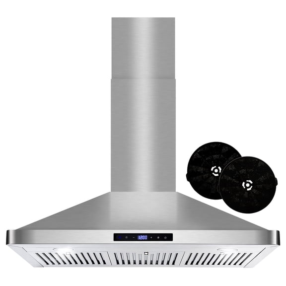 Cosmo 36 in. Ductless Wall Mount Range Hood in Stainless Steel with LED Lighting and Carbon Filter Kit for Recirculating