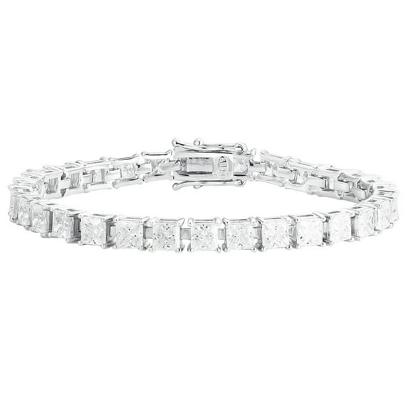6-7.5 Inches Moissanite Tennis Bracelet for Women 4MM Princess Cut D Color VVS1 S925 Sterling Silver Lab Created Diamond Tennis Bracelet Perfect for Daily Wear