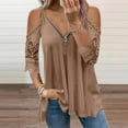 thumbnail image 2 of Clearance under $10 Women Plus Size Solid V Neck Tunic Shirt Short Sleeved Long Swing T-shirt Blouse Khaki_B,3XL, 2 of 8