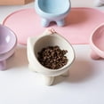 thumbnail image 6 of RimdGhov Cute Cat Food & Water Bowl Set - 2-Piece Handmade Ceramic Elevated Bowls, Pet Supplies (Beige + Purple), 6 of 8