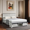 thumbnail image 4 of Queen Size Rustic Bed Frame with Headboard & LED & Charging Station & USB Port, Gray, 4 of 6