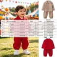 thumbnail image 4 of Quealent Toddler Boy Clothes Baby Outfits Fall Winter Long Sleeve Button Down Sweatshirt + Casual Pants 2pcs 18 Months - 5T (Beige, 18-24 Months), 4 of 8