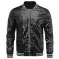 thumbnail image 1 of Mens Sequins Casual Zipper Party Bomber Jacket, 1 of 2
