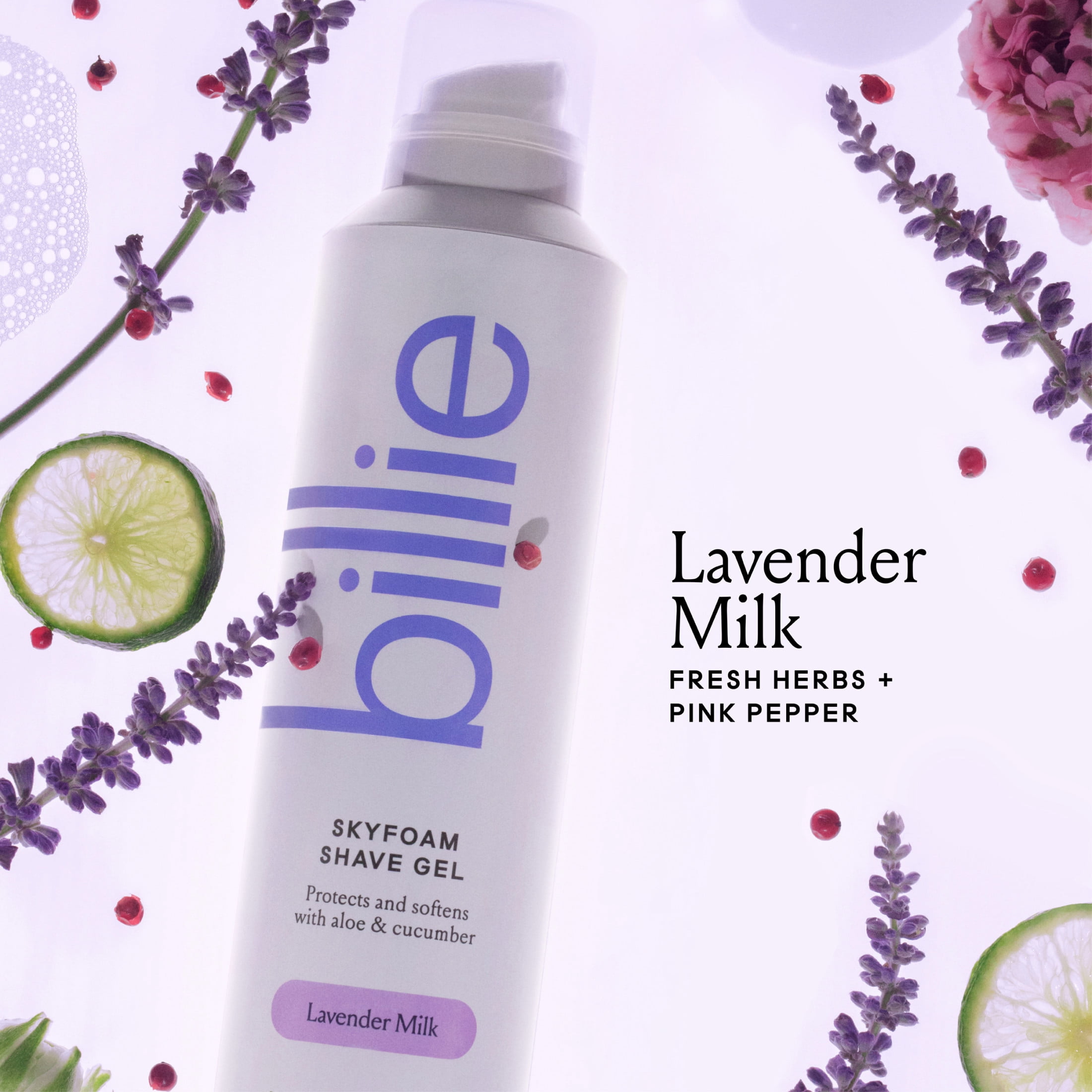 Billie Sky Foam Women's Shave Gel, Violet Glaze Scent, All Skin Types, 6.7 fl oz