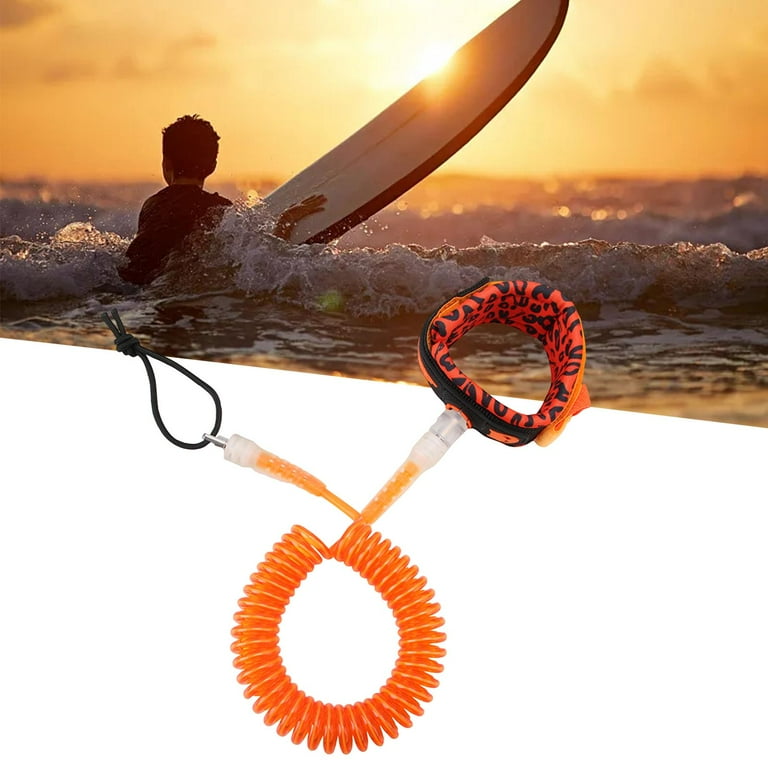 Surfboard Leash 10ft Paddle Board Ankle Strap TPU Portable Coiled Spring Leg Foot Rope Surfing Leash for Surfing Tied Surfboard Accessories Orange