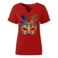 thumbnail image 5 of Craaazy Mardi Gras Shirts for Women Short Sleeve Casual Carnival Printed V-neck T-shirts Gifts, 5 of 6