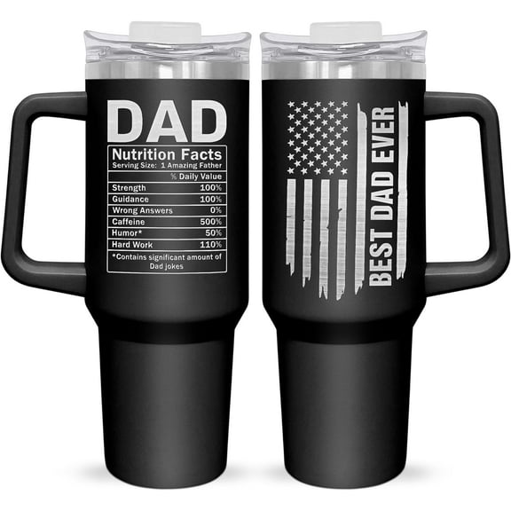Father's Day Gifts for Dad from Daughter Son - Insulated 40 oz Tumbler with Straw and Handle - Fathers Day Birthday Gifts for Dad from Kids, Mens Birthday Gift Ideas