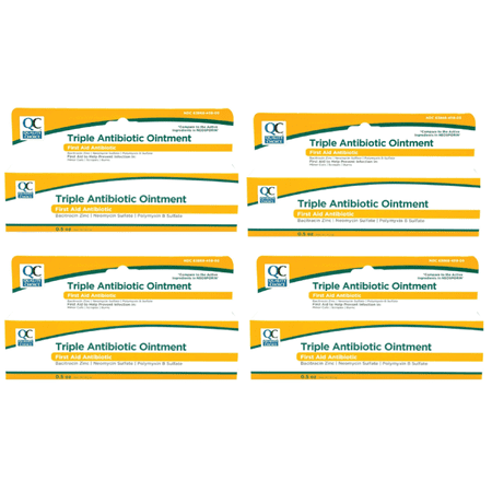Quality Choice Triple Antibiotic Ointment, First Aid to Help Prevent Infection in Minor Cuts, Scrapes, Burns, 0.5 OZ, Pack of 4