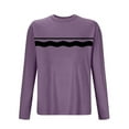 thumbnail image 3 of GuangCheng Mens Tees Printed Striped Long Sleeve T-Shirts,Classic Fit,Soft,Breathable,Pullover Tops,Purple,Size 2XL, 3 of 3