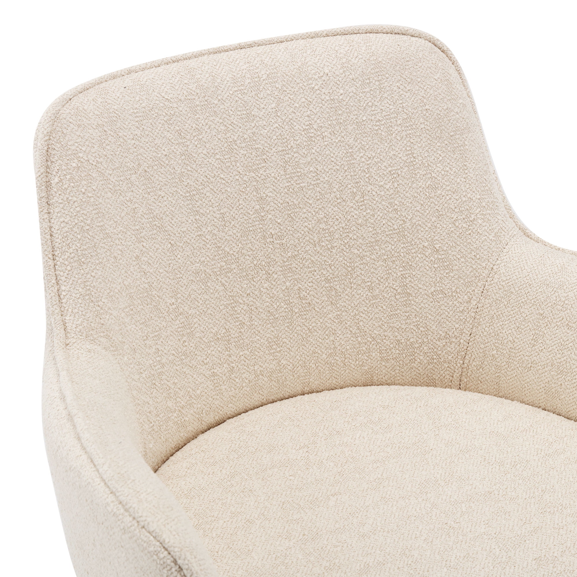 Zesthouse 26.6" Modern Bar Stools Counter Height, Swivel Single Bar Stool for Kitchen Island, Upholstered Linen Barstools with Barrel Back, Arms and Solid Wood Legs, Beige