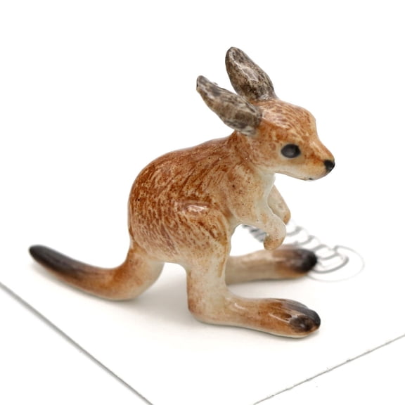 Little Critterz Brown Kangaroo Joey Rufus Hand-painted - Home Decor Animal Decorative Figurine Birthday Gift - Miniature Porcelain Figurine