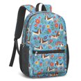 thumbnail image 2 of Basset Hound and Floral Blue Pattern 17" School Backpacks for Teens,Waterproof Oxford Fabric,S-Shape Padded Straps for School,Travel,Hiking,Camping, 2 of 6