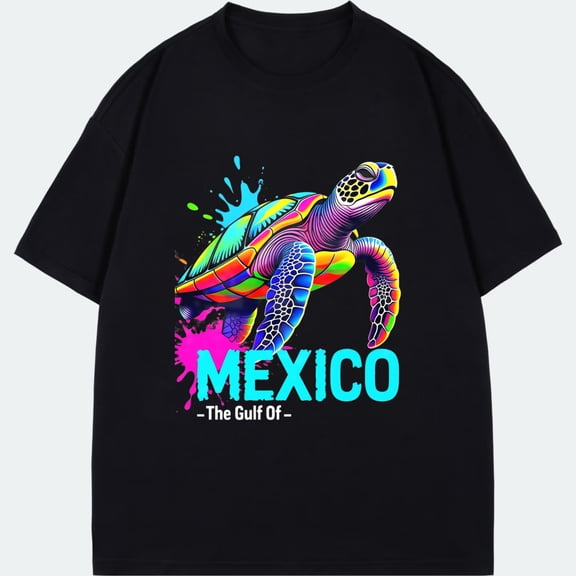 Tshirt Black Colorful Sea Turtle Mexico The Gulf Of Design For Beach Vacation Travel Souvenirs