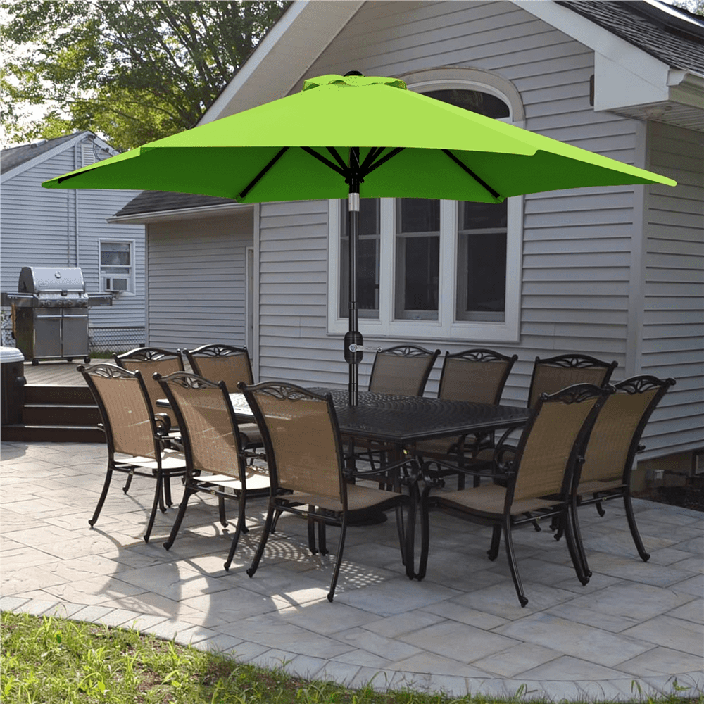 Renwick 9 Ft Outdoor Patio Umbrella with Push Button Tilt and Crank, Grass Green