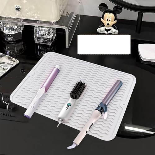 Oversize Silicone Heat Resistant Mat for Curling Iron, Travel Cover Cushion for Curling Irons, Hair Bands and Styling Tools