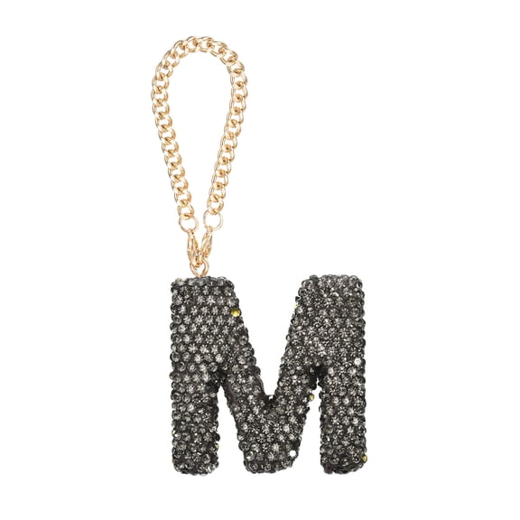 Uxcell Bling Car Letter Charm, Initial M Letter Rear View Mirror Decoration, Gray
