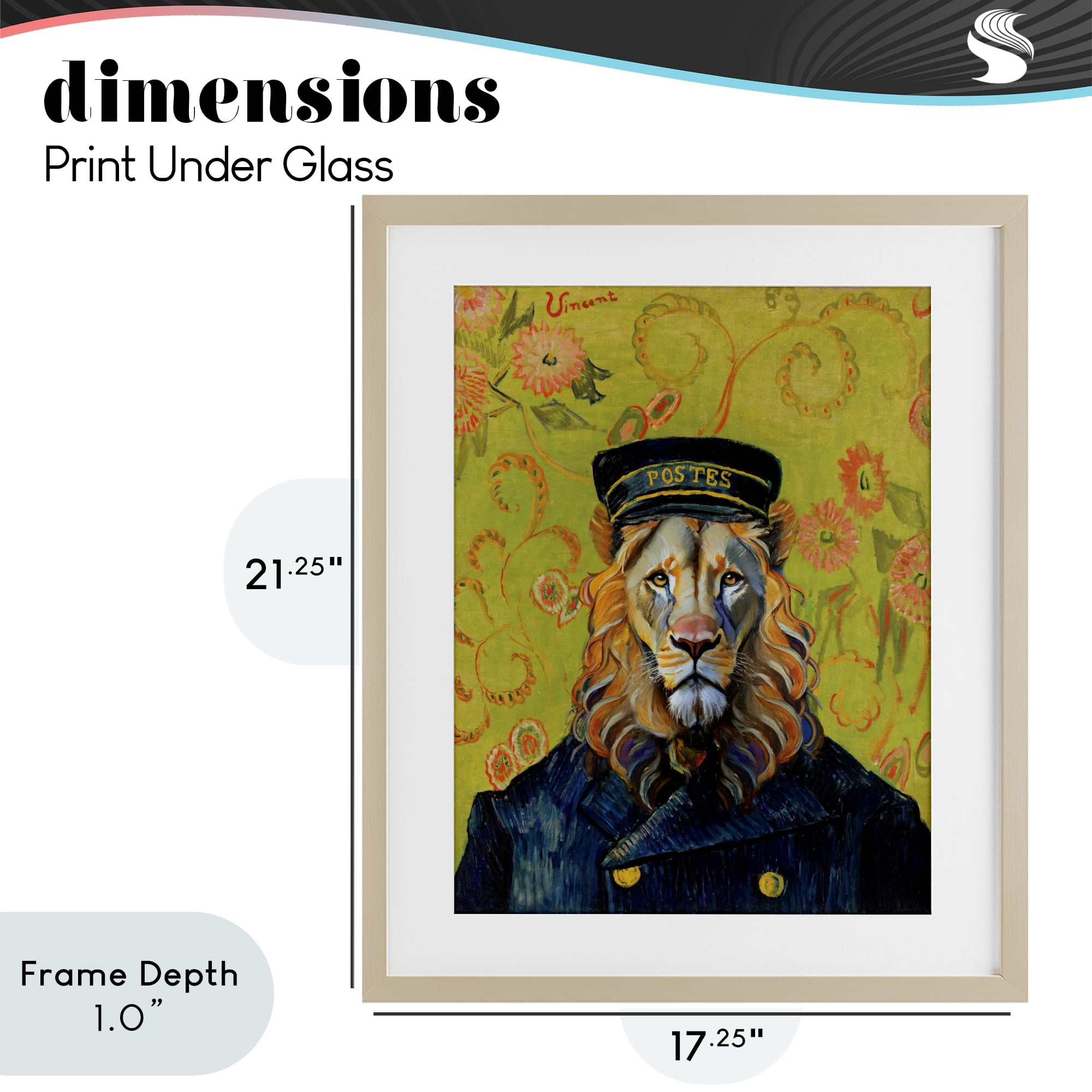 Stupell Industries French Lion Postmaster Birch Framed Print Under Glass, design by Grotto Studios