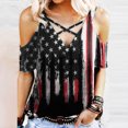 thumbnail image 2 of Tops Para Mujer Blusas Casuales Elegantes Camisas Día de La Independencia Erógeno de Moda Correa de Cuello Redondo Camiseta de Un Hombro Blusa Estampada Odeerbi ODB156149, 2 of 5