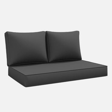 Snubbull Outdoor Loveseat Cushion Set, Water Repellent, Fade Resistant, Cushion Set for Couch, Bench, and Swing, 46 x 26 x 5, Grey