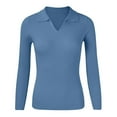 thumbnail image 4 of Duoif Chandails pour Femmes Tendance Femmes Chandail Tricoté Uni Chandail à Col Roulé de Base Hauts Chandails pour Femmes Hauts pour Femmes Bleu TG, 4 of 5