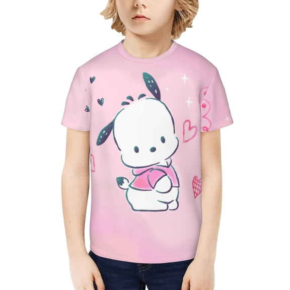 Sanrio Pochacco Kids T-Shirt 3d Printed Graphic T-Shirts Boys And Girls Short Sleeve Shirts For Youth Kids X-Small
