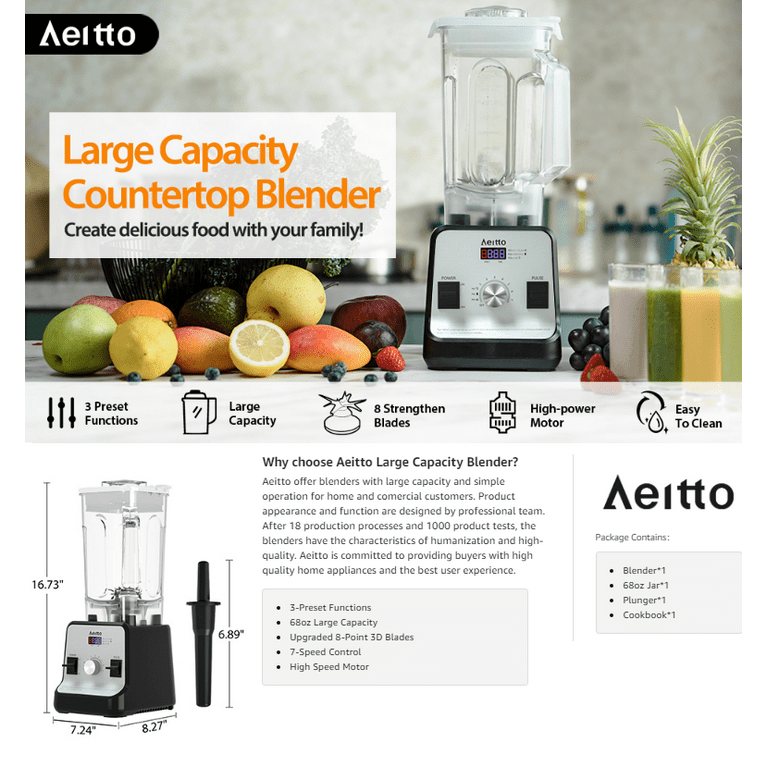Professional Countertop Blender for High-Speed Shakes, Smoothies, Juicing &  More - Crush Ice, Frozen Fruit, and