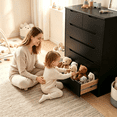 thumbnail image 2 of Dressers for Bedroom, Lofka 6 Drawers Dresser with Cutout Handles, Wood Storage Cabinet for Living Room, Black, 2 of 10