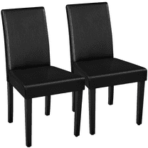 Renwick Faux Leather Dining Chairs with Rubberwood Legs, Set of 2, Black