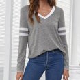 thumbnail image 2 of Blusa informal de manga larga con cuello en V para mujer a la moda Fridja  fhghd2465, 2 of 5