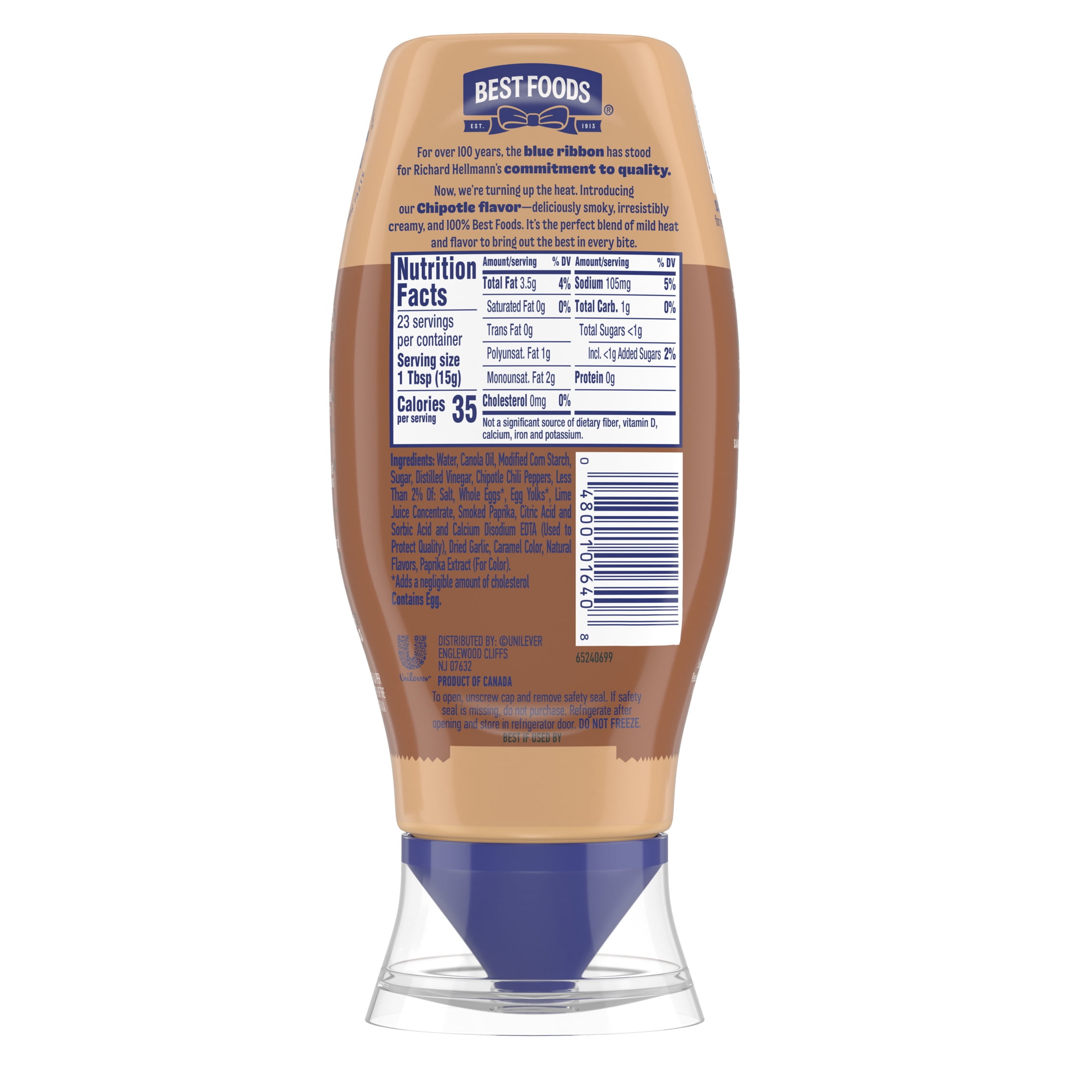 Best Foods Mild Chipotle Mayonnaise Dressing, 11.5 fl oz Squeeze Bottle