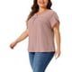 thumbnail image 4 of Blusas casuales con cuello de llave y mangas de pétalo para mujer de tallas grandes Agnes Orinda 1X Rosa, 4 of 6
