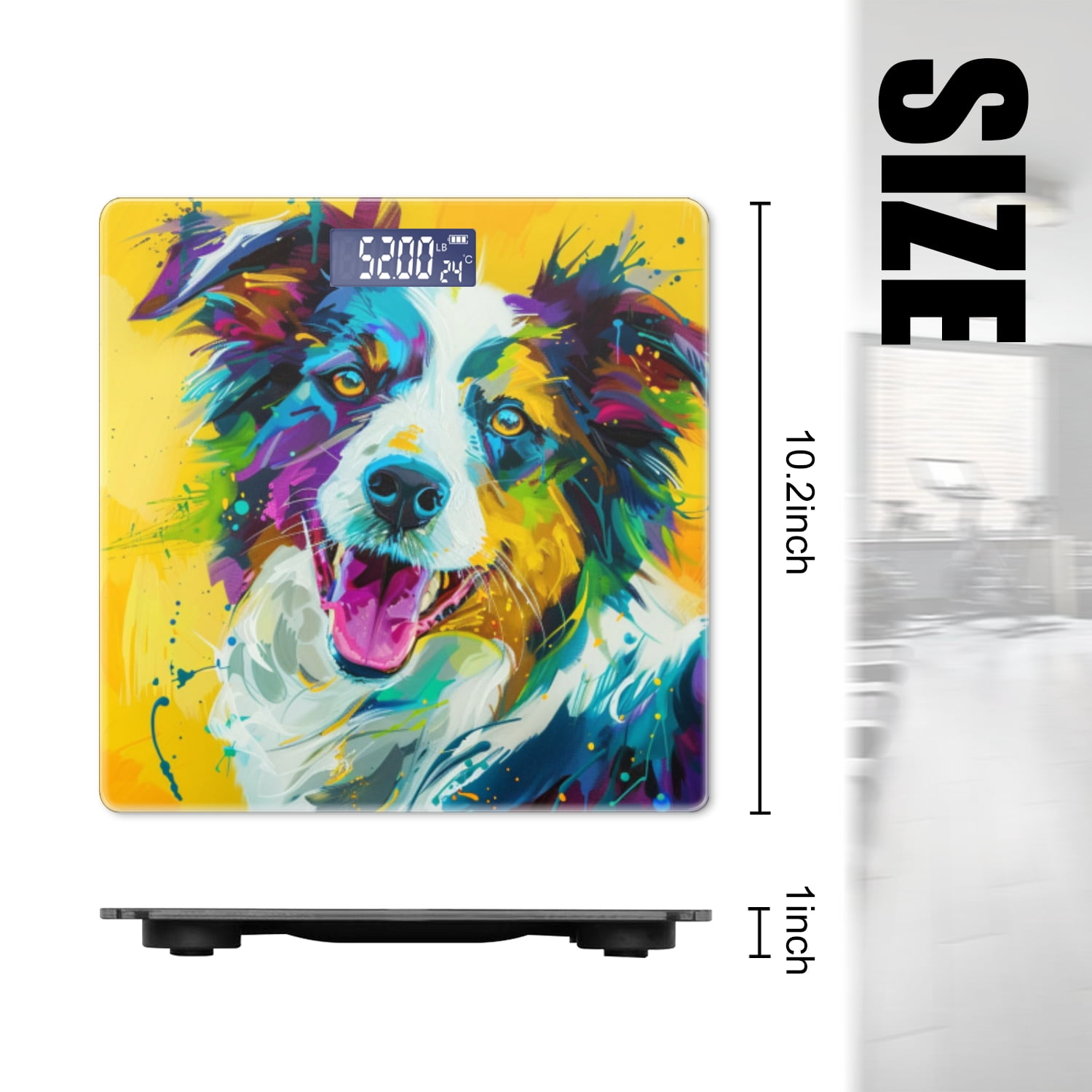 Bathroom Scale, Highly Accurate Digital Body Scale,Precisely Measures Weight up to 400 lbs-Colorful Portrait Of Australian Shepherd Dog