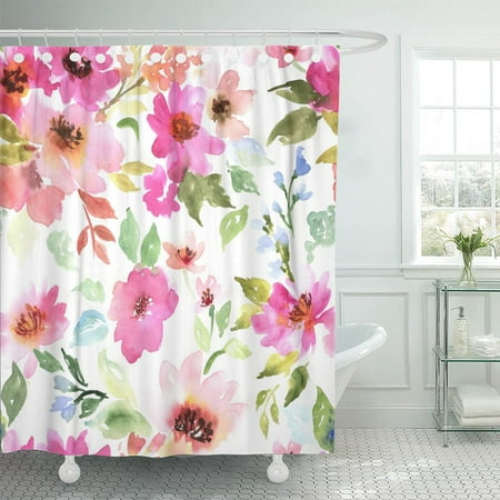 PKNMT Green Watercolor Floral Pattern Purple and Pink ...