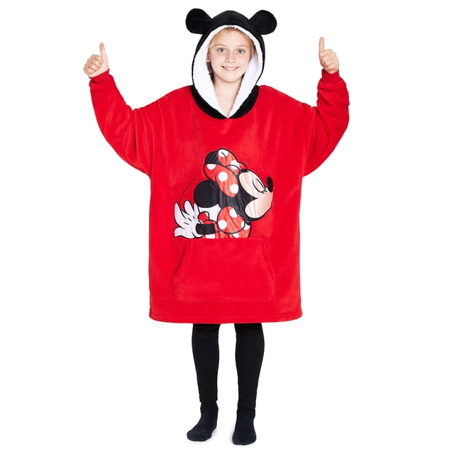Manta con capucha Disney para adolescentes Minnie Mickey Stitch Red