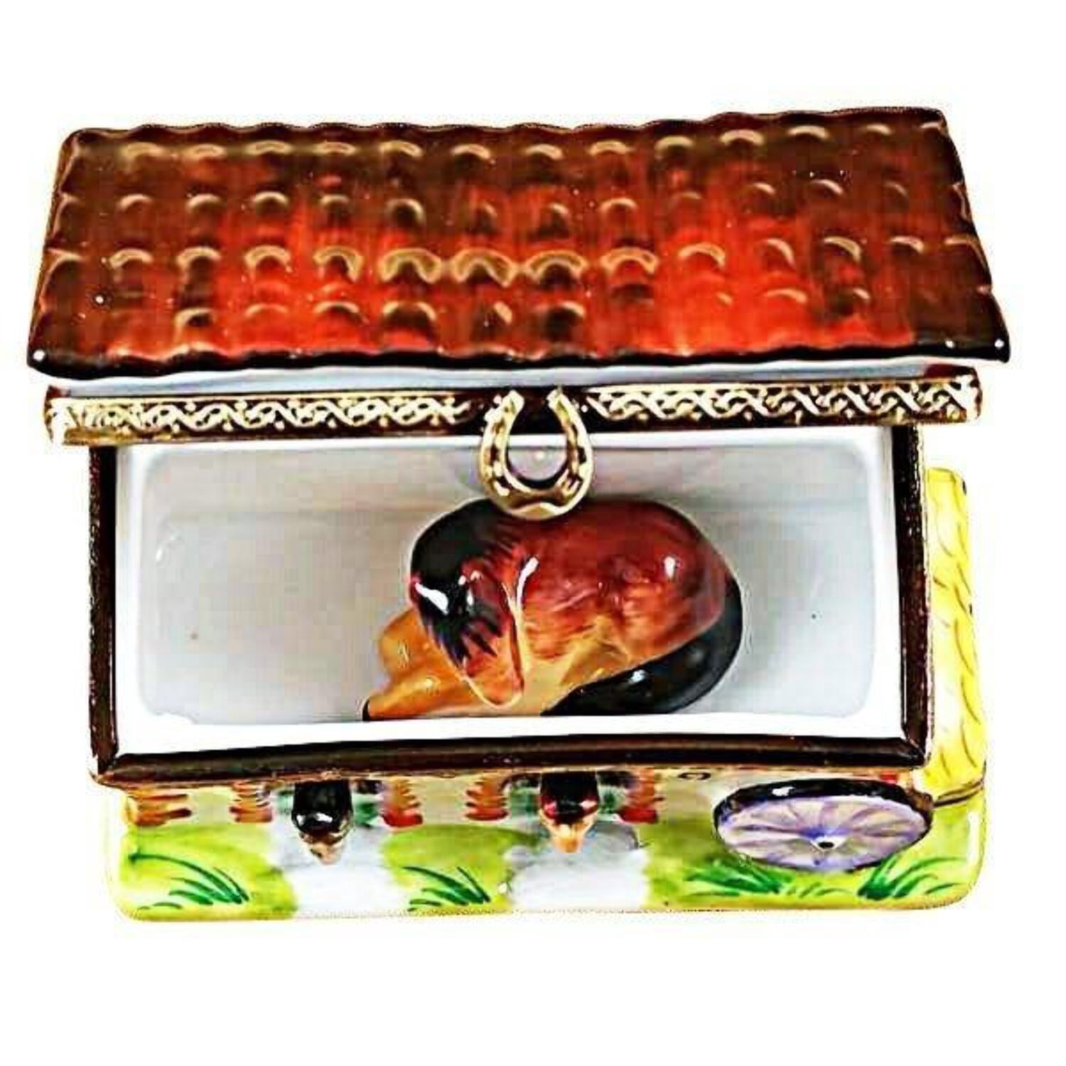 Horse Barn Limoges Box for Equestrian Collectors Limoges Box Porcelain Figurine