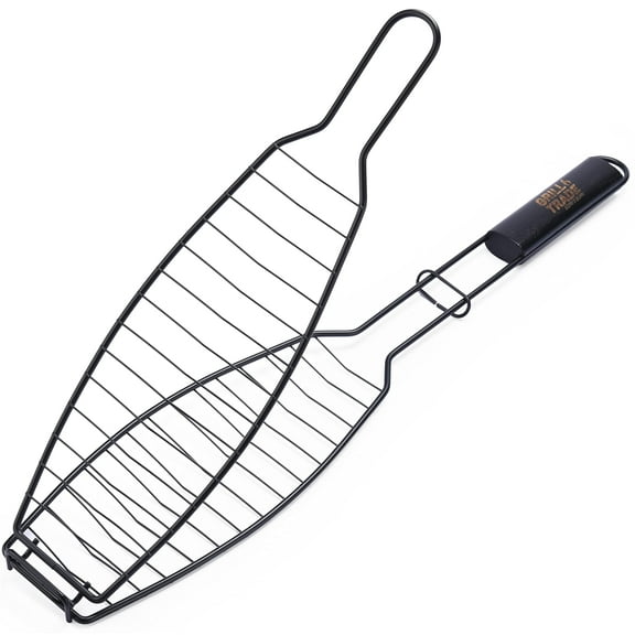 Fish Grill Basket - Fish Grilling Rack for Grill - Fish & Veggie Grill Basket - BBQ Grill Basket for Fish, Bread, Vegetables, Chicken, Shrimp - Outdoor Fish Roaster - Grill Cooking Accessories