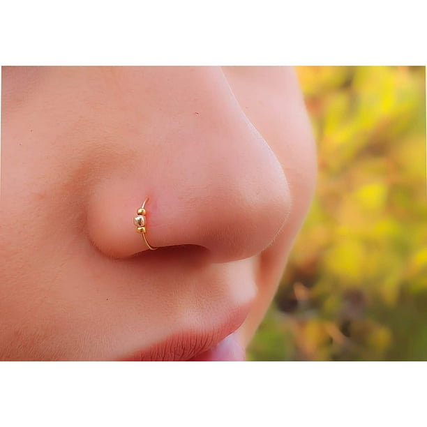Thin Gold Filled Tiny Nose Ring Hoop - 24 gauge very Thin Nose