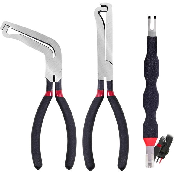 8" 60-Degree Electrical Disconnect Pliers - Angled Locking Push Tab Removal Tool for Automotive Wiring, Connectors & Sensors Wire Plug Pliers Set with Ergonomic Non-Slip Grip