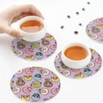 thumbnail image 7 of Pofeuu Cute Donuts Print Leather Coasters Set of 6, Round Cups Mugs Mat Pad for Home Kitchen Heat Resistant Drink Coasters,Round Shape, 7 of 7