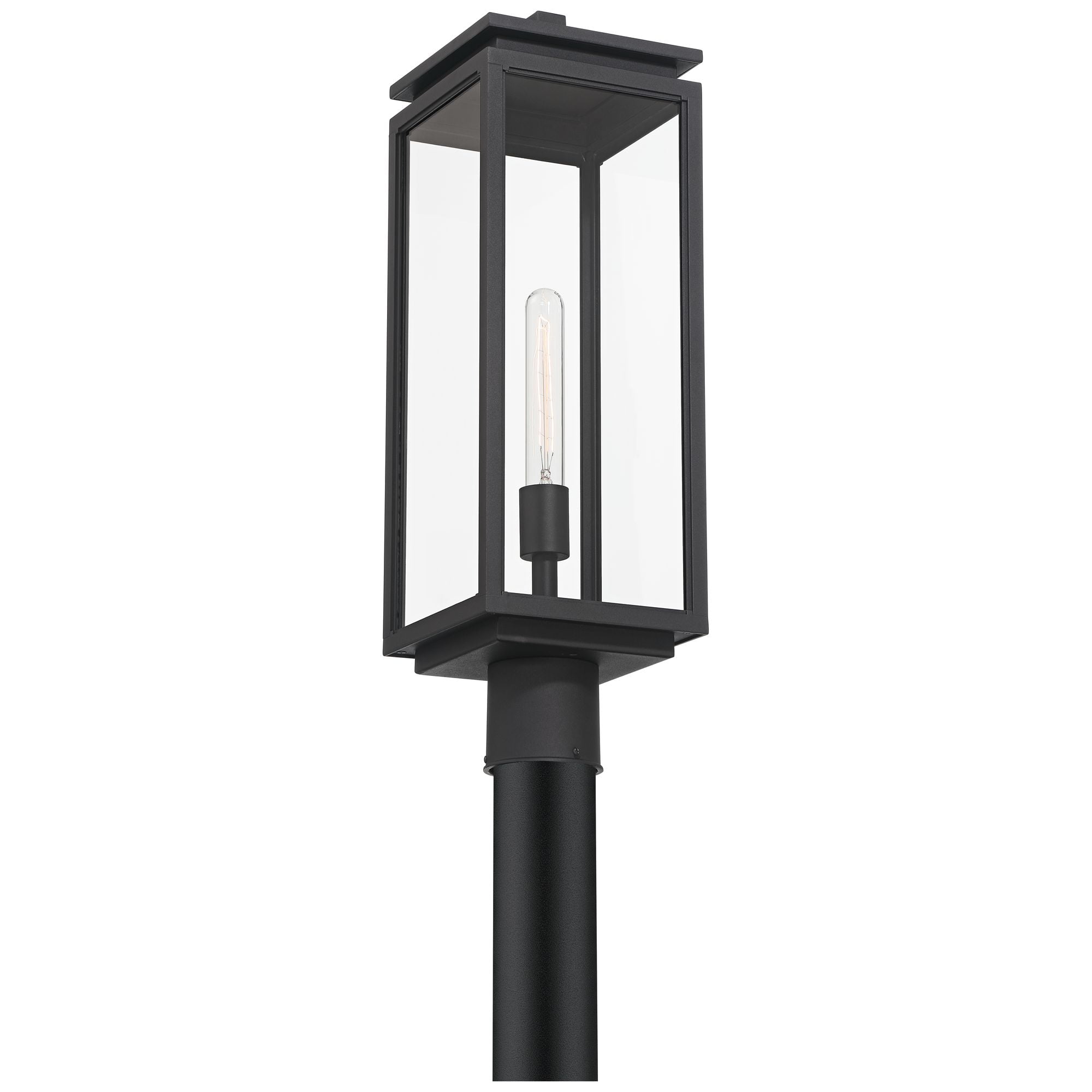 Possini Euro Design Atkins 23 1/4" High Modern Outdoor Post Light Fixture Pole Porch Edison Bulb Matte Black Die Cast Metal